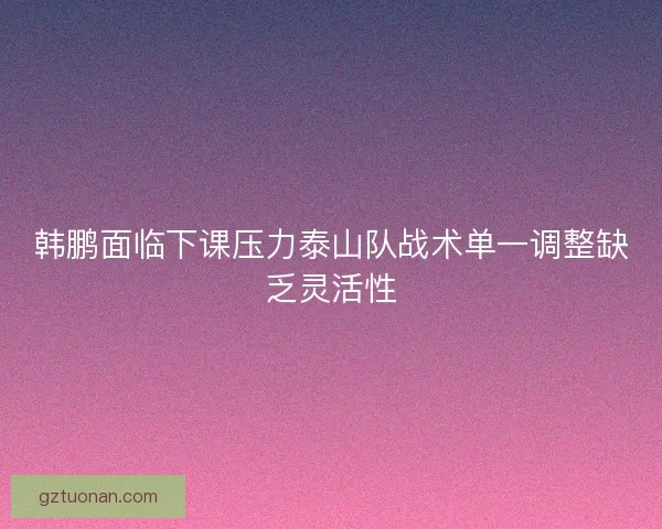 韩鹏面临下课压力泰山队战术单一调整缺乏灵活性 韩鹏面临下课压力泰山队战术单一调整缺乏灵活性